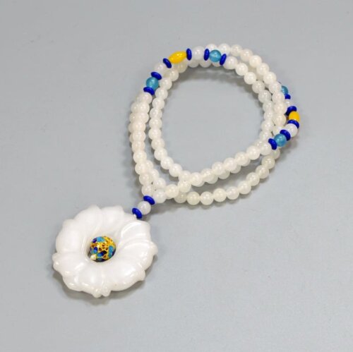 White jade bead necklace