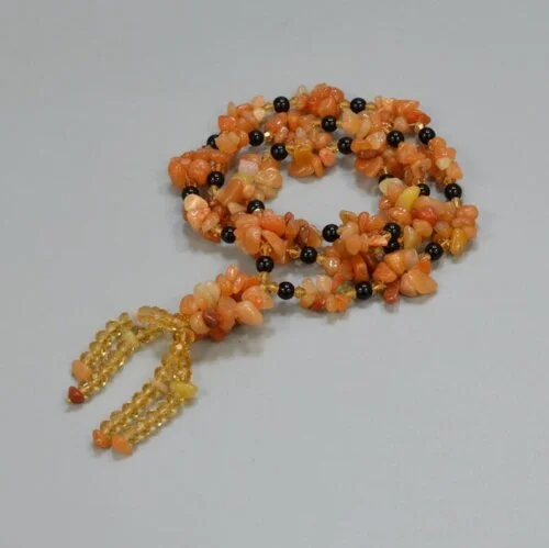 orange jade chip necklace